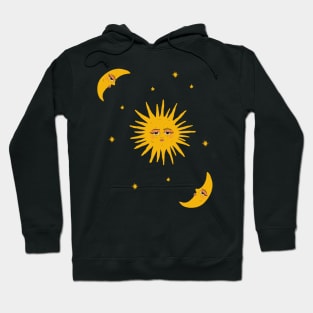 Sun moon and stars celestial night sky Hoodie